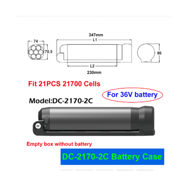 DC-2170-2C EBike Battery Case Empty Box 10S 15A 36V BMS Fit 21PCS Cells ...