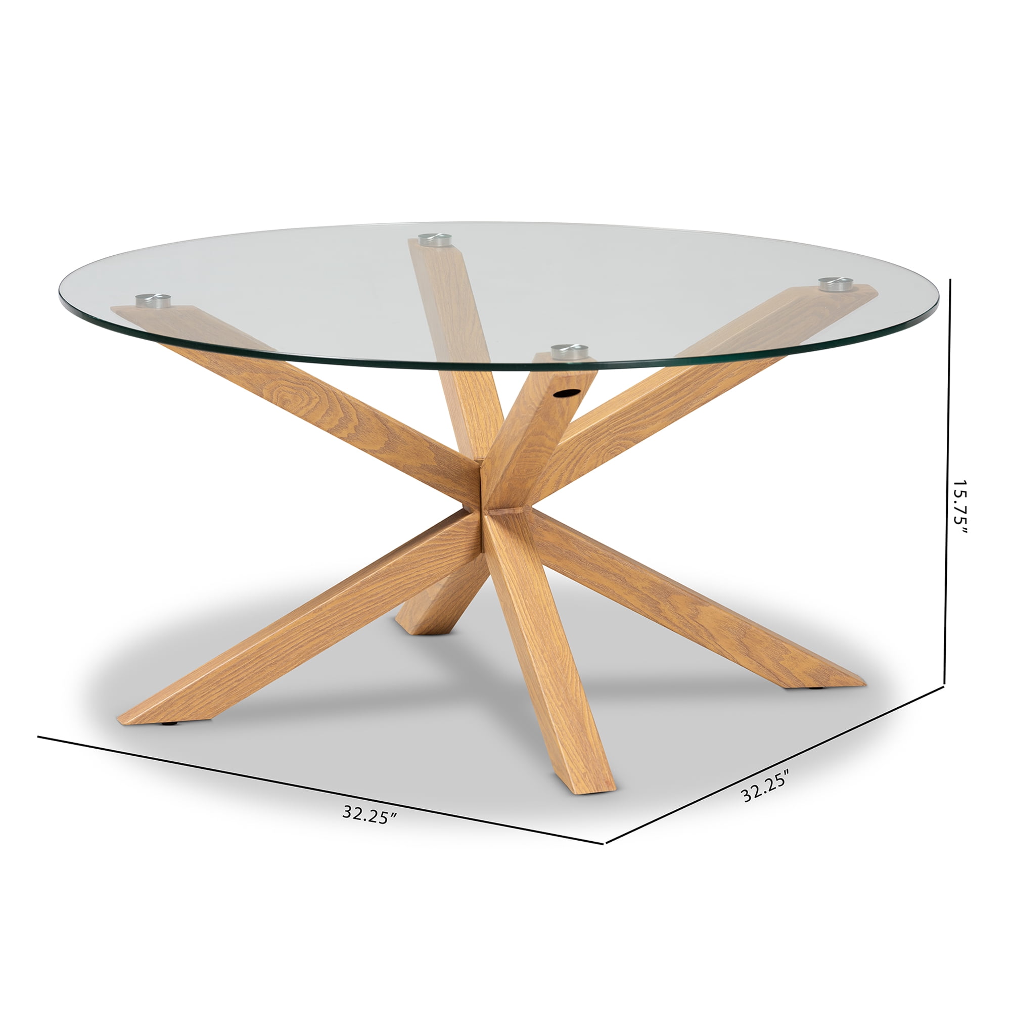 Baxton Studio Lida Modern and Contemporary Glass and Wood Finished Coffee Table