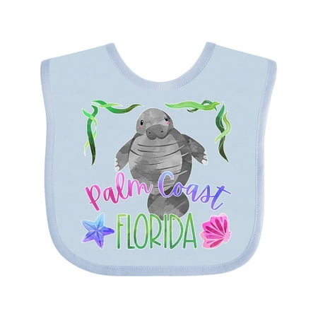 

Inktastic Palm Coast Florida Cute Swimming Manatee Gift Baby Boy or Baby Girl Bib