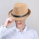 thumbnail image 5 of 56-58 cm circunferencia del sombrero hombres y mujeres sombrero de paja transpirable sombrero de verano protector solar retro sombrero de jazz sombrilla sombrero de ala corta, 5 of 5