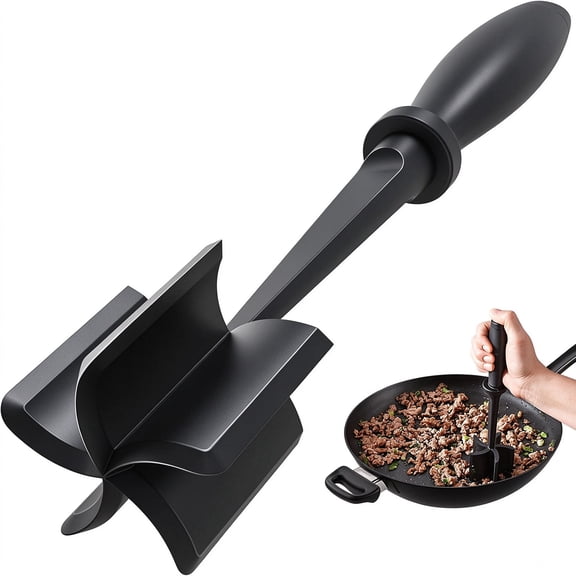 Meat Chopper, Hamburger Grinder, Premium Heat Resistant Smasher for Ground Beef, Burger Grinder Nylon Potato Mix Tool, Meat & Poultry Tenderizers-Black