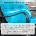 thumbnail image 4 of TOTAL 3 Piece Rocking Chair Patio Bistro Set Balcony Chairs Iron Conversation Sets Outdoor Furniture with Glass Coffee Table for Porch Poolside Lawn (Blue, Curved Armrest), 4 of 7