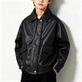 thumbnail image 6 of Fancifize Moto PU Leather Jackets for Boys Kids Classic Lapel Long Sleeve Zipper Retro Motorcycle Outerwear with Pockets, 6 of 7