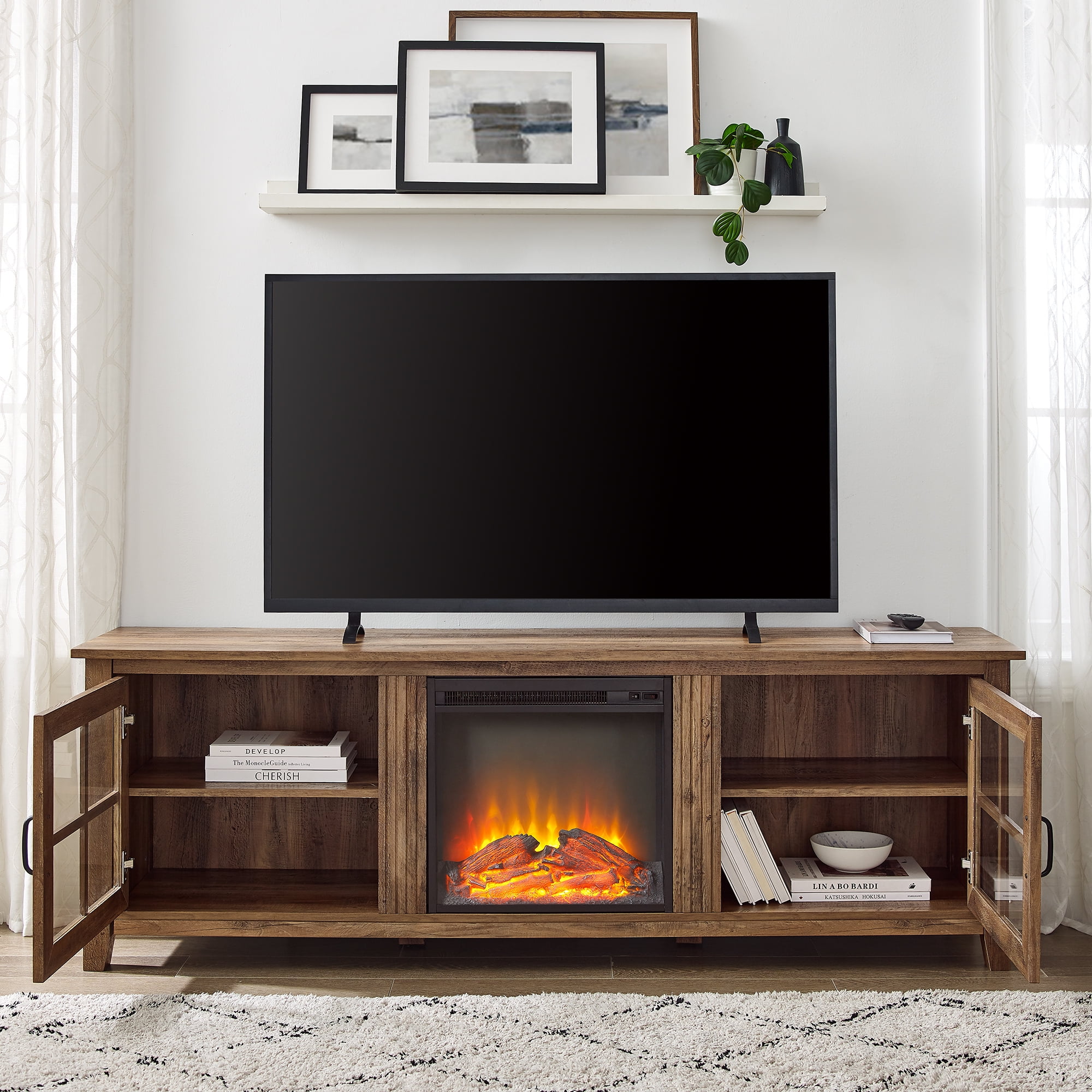 Manor park farmhouse fireplace tv stand for tvs sale up to 80 inch