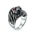 thumbnail image 2 of Bling Jewelry Mens Mens Silver Ring Red Ruby Eyes Lion Design Solid Oxidized .925 Sterling Silver, 2 of 5