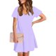 thumbnail image 3 of Vestido Corto de Verano de Moda de Color Sólido Vestido Casual de Cuello en V de Manga Corta, Desgaste Ligero de Poliéster para las Mujeres, Lavado de Manos, 3 of 7