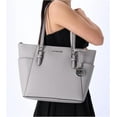 thumbnail image 5 of Michael Kors Charlotte Signature Leather Large Top Zip Tote Handbag Bag (Pearl Grey), 5 of 5