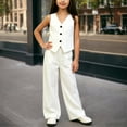 thumbnail image 5 of Floleo Kids Sleeveless Waistcoat and Straight Leg Loose Pants Set Stylish Summer Outfit for Girls Comfortable Casual Wear for Daily Play and Special Events(Beige,11-12 Years), 5 of 6