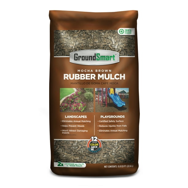 GroundSmart Rubber Mulch, Mocha Brown, 0.8 cu ft