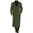 thumbnail image 2 of Unique Bargains Men's Pea Coat Notch Lapel Double Breasted Solid Color Overcoat L Olive Green, 2 of 6