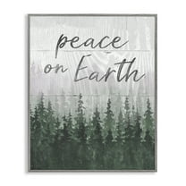 Stupell Industries Rustic Peace on Earth Holiday Painting Gray Framed Art Prints Wall Art, 24 x 30