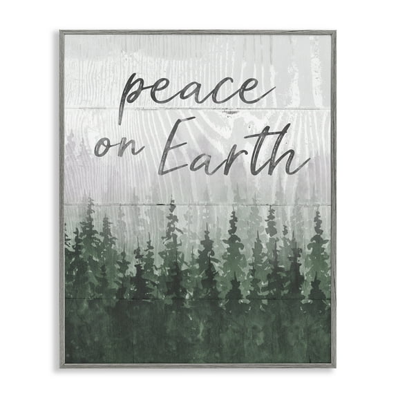 Stupell Industries Rustic Peace on Earth Holiday Painting Gray Framed Art Prints Wall Art, 24 x 30