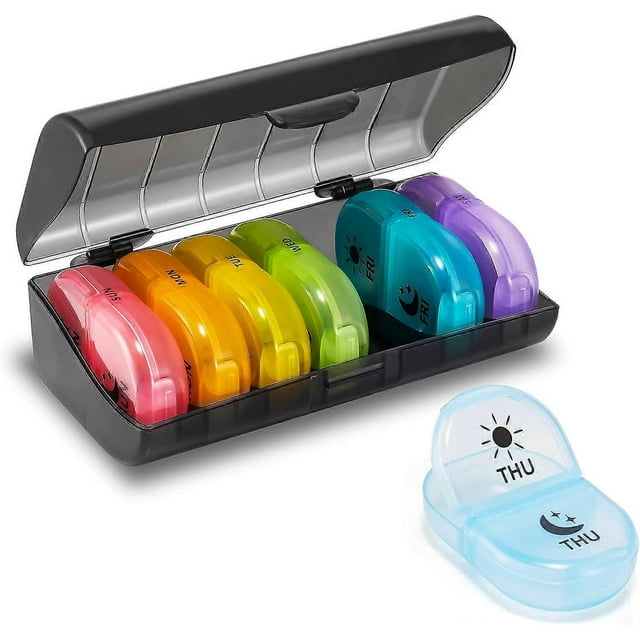 Pill Organizer 2 Times a Day, Weekly Pill Box AM PM Daily Pill Cases Medicine Box