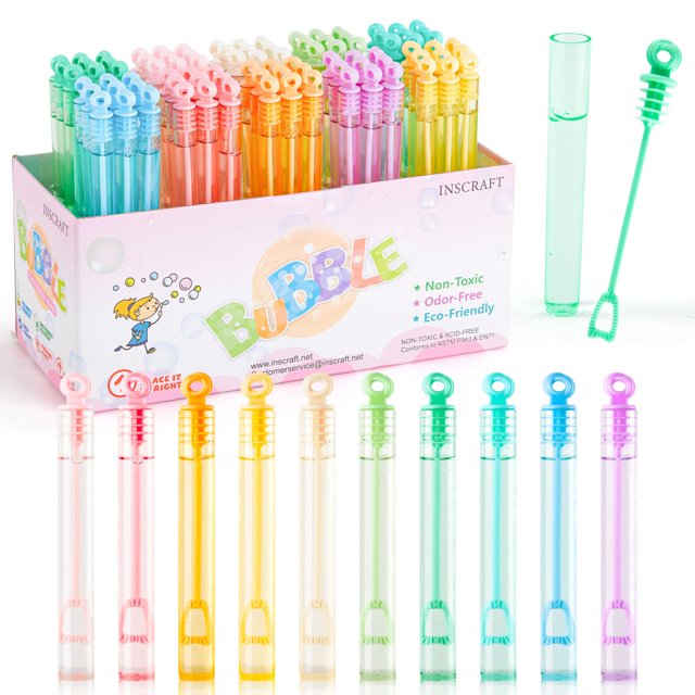 Varita de burbujas INSCRAFT, paquete de 90 colores pastel, 15 colores para niños mayores de 3 años