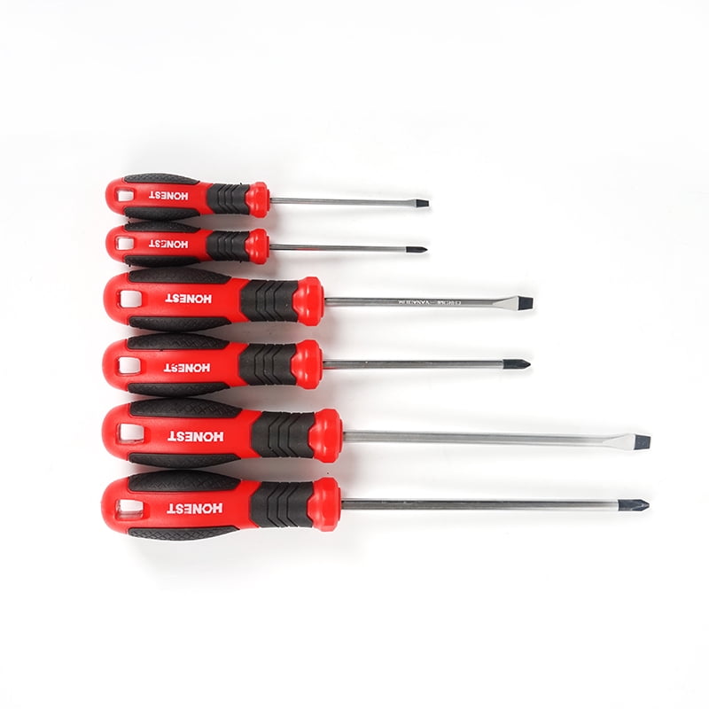 Screwdriver Set 6PCS, CR-V Steel Phillips and Slotted Screwdrivers with Non Slip Grip for Household Repair and DIY Tasks