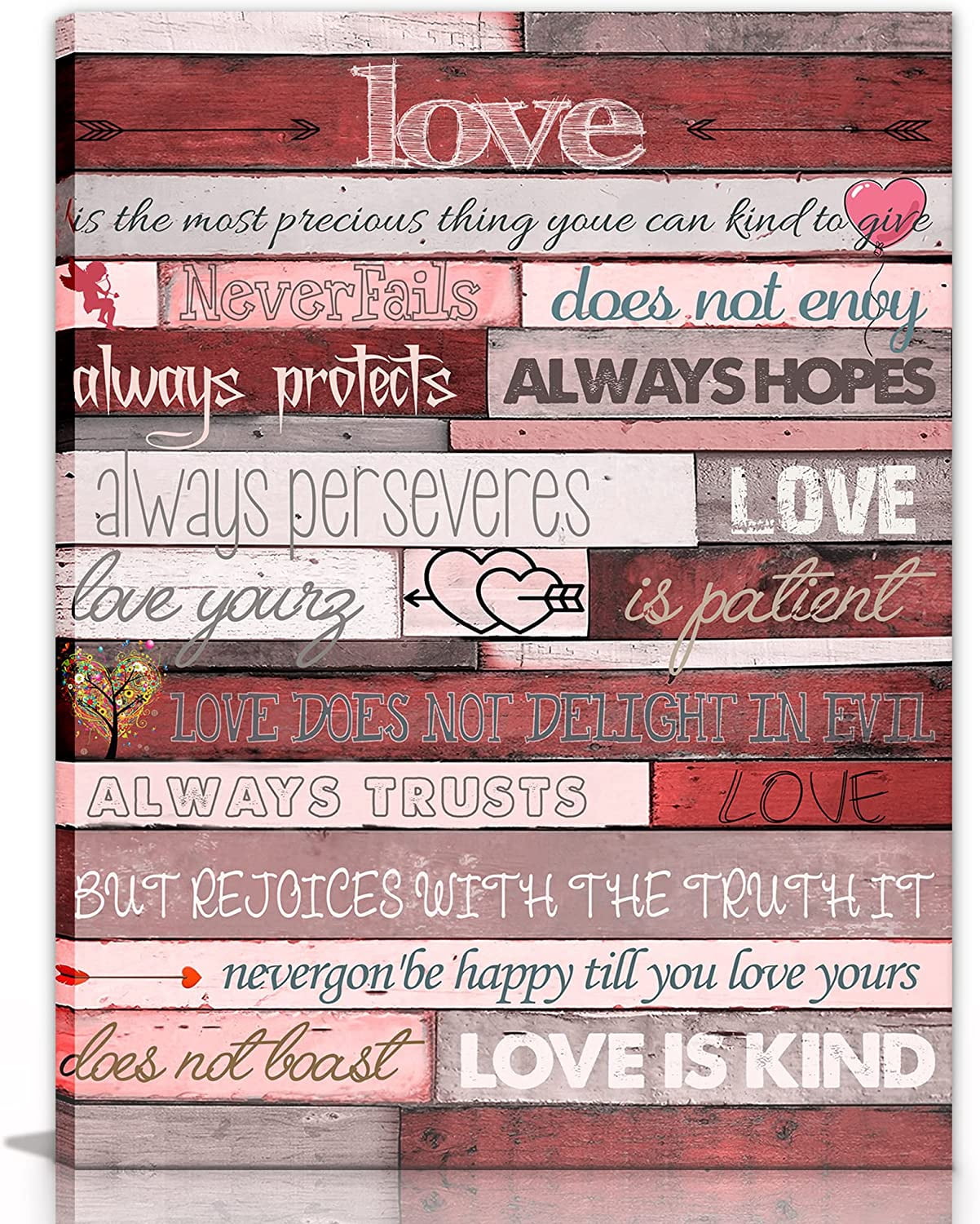Red Positive Message Pink Red Inspirational Quotes Wall Art Love Motivational Gifts Canvas ...