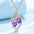thumbnail image 4 of Taioiat Double Birthstone Necklaces for Women 18K Gold Plated Birthstone Rose Flower Jewelry Anniversary Valentines Day Mother's Day Birthday Gifts for Her Wife Girlfriend Mom, 4 of 7