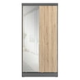 thumbnail image 2 of Better Home Products Mirror Wood Double Sliding Door Wardrobe Natural Oak /Gray, 2 of 8