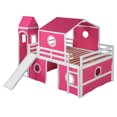 thumbnail image 4 of Duxelifin Princess Castle Loft Bed with Slide, Wood House Loft Bed with Tent, Full Loft Bed with Slide and Castle Curtain, Pink Loft Bed for Girls (Full Size, Pink), 4 of 16