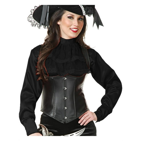 Women's XS Teen 3-5 Black Satin Pirate Shirt Blouse Costume