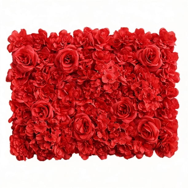 Flores artificiales de seda rosa falsas DIY decoración floral de pared fondos de fiesta de boda rojo