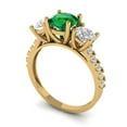 thumbnail image 2 of Three-Stone Engagement Ring for Women - 1.97ct Simulated Emerald in 18K Yellow Gold Promise Ring, 2 of 6