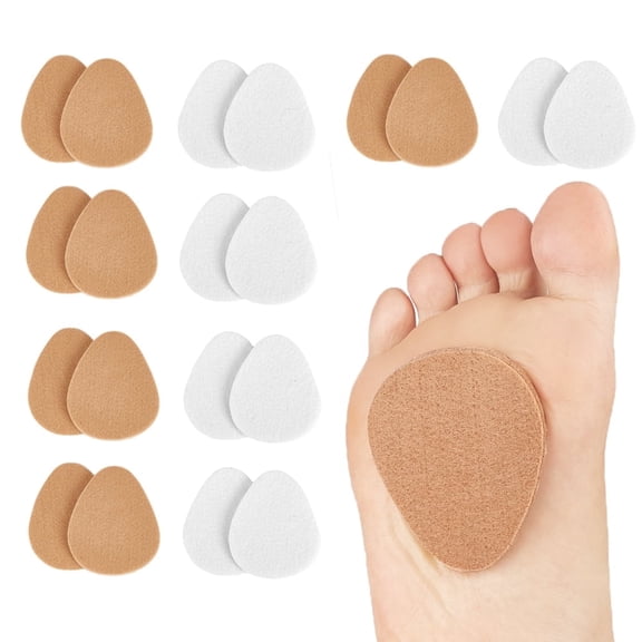 20 PCS Felt Metatarsal Pads for Men and Women Self-Adhesive Ball of Foot Cushions for Pain Relief Forefoot and Sole Support for Morton’s Neuroma and Metatarsalgia
