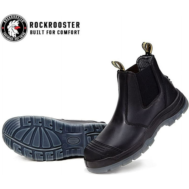 ROCKROOSTER Work Boots for Men, 6 inch Steel Toe, Slip On  display picture 1