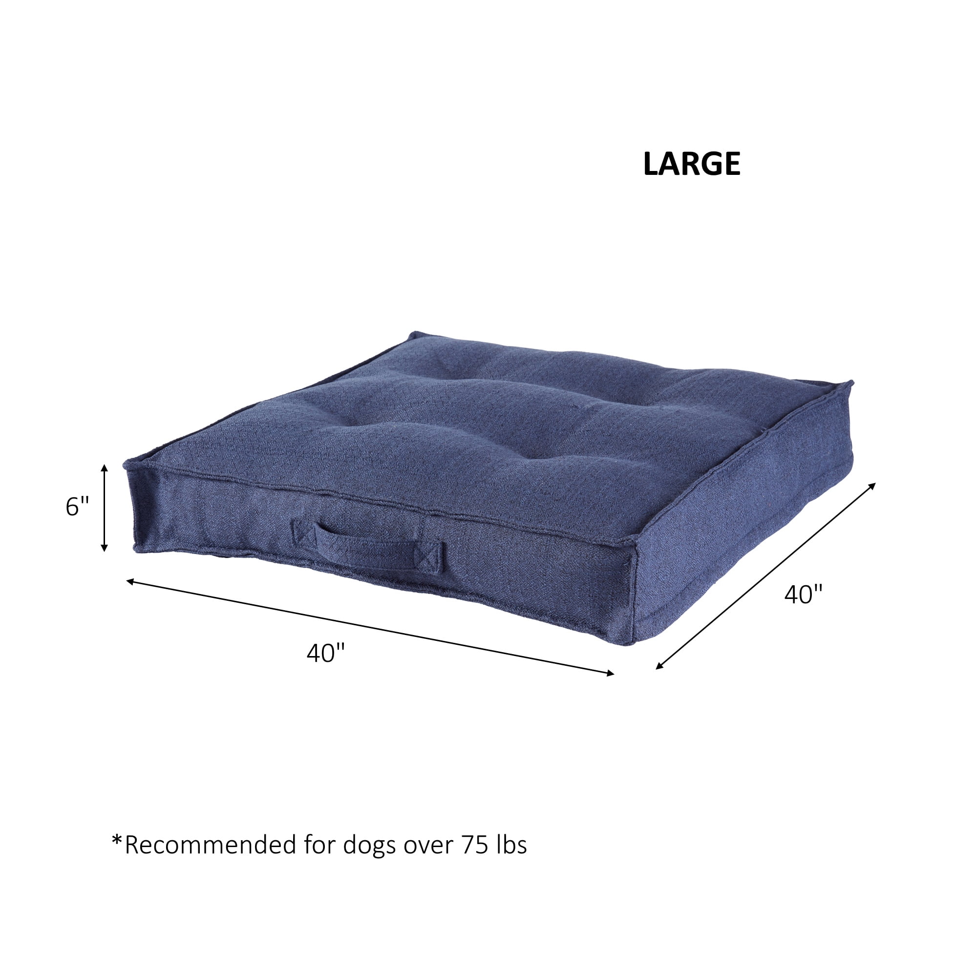 Happy Hounds Milo Square Tufted Dog Bed, Cobalt, Large (40 x 40 in.)