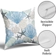 thumbnail image 4 of Nautical Coastal Throw Pillow Covers - Beach Themed Ocean Seashell Coral Starfish Pillow Case Decorative Teal Blue Cushion Cover for Couch Sofa Car Home Decor 18 x 18 Inch Set of 2, 4 of 6