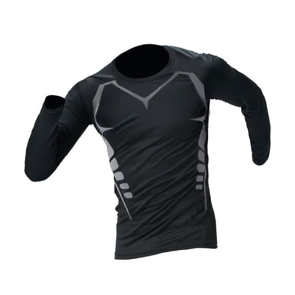 Alpinario Men's Print Long Sleeve Compression Shirt Quick Dry Athletic Baselayer for Running Training, Black, M