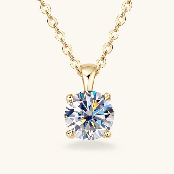 Collar clásico de diamantes Mosan de cuatro garras para mujer, colgante de oro de 18 quilates bañado en plata 925 de alto sentido