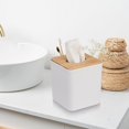 thumbnail image 5 of Tissue Box Cover Square,Tissue Box Holder with Bamboo Lid,Tissue Dryer Sheet Holder for Modern Farmhouse Boho Decor,2 Pack(White), 5 of 9