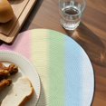 thumbnail image 3 of Rainbow Stripes Round Placemats Set of 4 for Dinning Tables,Heat-proof Braided Table Mats 15 Inch,Modern Colorful Cream Striped Aesthetics Washable Place Mat for Kitchen Restaurant Party Table Decor, 3 of 9