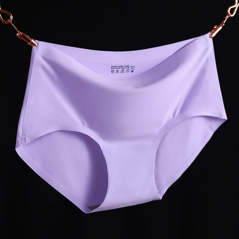 Women Ice Silk Seamless Underwear Mid Waist Thin Panties Briefs