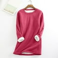 thumbnail image 2 of Feancey Plus Size Fleece Lined Sweatshirt Women Winter Sherpa Pullover Soft Long Sleeve Crewneck Sweatshirts Comfy Short Plush Thermal Tops Red L, 2 of 5