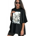 thumbnail image 3 of Plus Size Shirt for Women Black Tops for Women Oversized Short Sleeves Shirt for Women Castle (40） T Shirt Crewneck Shirt for Women L, 3 of 5