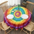 thumbnail image 3 of Colorful Rainbow Tie Dye Spiral Pattern Round Tablecloth 60"x60",Wrinkle Wipeable Table Cloth for Kitchen Dining Room Picnic Patio Party, 3 of 6