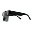 thumbnail image 4 of Womens Rhinestone Flat Top Rimless Shield Mafia Sunglasses All Black, 4 of 4