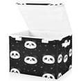 thumbnail image 2 of Storage Box With Lid 16.5x12.6x11.8In Foldable Stacked Household Storage Box Cartoon Black Panda Face, 2 of 7