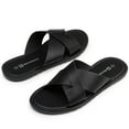 thumbnail image 4 of Alpine Swiss Hugo Mens Vegan Leather Slide Sandals Dressy Comfy Indoor Outdoor Shoes Cross Strap Design for Casual Elevated Wear Anti-Slip Flip Flops, 4 of 7