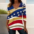 thumbnail image 5 of July 4th Outfits Women 3/4 Sleeve V Neck Patriotic T-Shirts Stars Striped Print Festive Casual Tunic Tops (3XL, Multicolor), 5 of 7