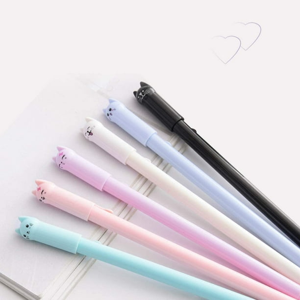 Fille mignon stylos Kawaii stylo mignon chat stylo 0,5 mm stylos gel noir  stylos à bille pour fournitures de bureau scolaire (12 chat) 