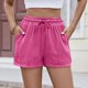 thumbnail image 2 of Krdevn Women's High-Waist Pleated Straight Leg Shorts - Loose Fit Casual Hot Pants for Sports or Everyday Wear,Size L, 2 of 5