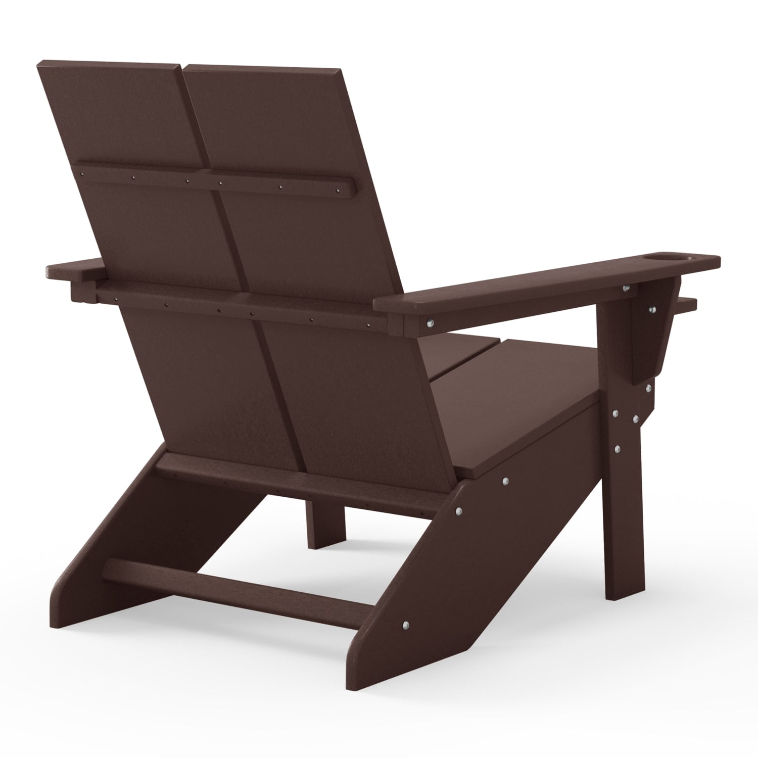 WestinTrends Riviera Outdoor HDPE Modern Adirondack Chair with Cup Holder, Dark Brown