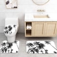 thumbnail image 4 of Lalilo 4 Pcs White Shower Curtain Sets with Rugs for Bathroom Decor,Black and Tropical Coconut Palm Bathroom Curtain Set with Mats, 4 of 6