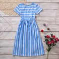 thumbnail image 5 of Fsqjgq Baby Girl Clothes Pink Girls Dress Fashion Girls Sundress Blue Print Dresses Sleeve Kids Baby Clothes Toddler Dress Striped Short Girls Dress&Skirt 8, 5 of 5