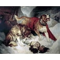 thumbnail image 2 of Landseer, Sir Edwin 32x26 Gold Ornate Wood Framed with Double Matting Museum Art Print Titled - Alpine Mastiffs Reanimating a Distressed Traveller, 2 of 4