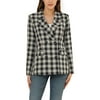 Allegra K Women's Notched Lapel Double Breasted Padded Shoulder Blazer