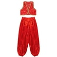 thumbnail image 3 of TiaoBug Kids Boys Arabian Prince Outfits Waistcoat Vest with Bloomers Holiday Belly Dance Pants Set Red-A 16, 3 of 5